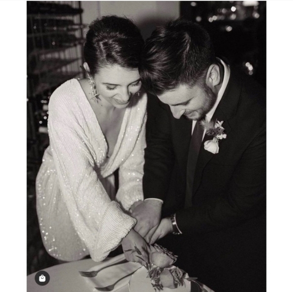 NEW Retrofete Gabrielle Sequin Robe Mini Dress size L Clear White NWT - Picture 2 of 15